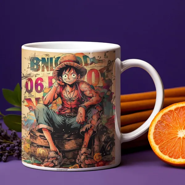 Combo_Pack_Of_2_White_Anime_Naruto/_Goku/_Luffy_Gift_Ceramic_Coffee_Mug_350_Ml_With_Keychain_(Anime-Luffy)