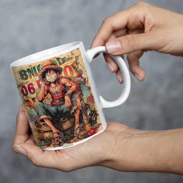 Combo_Pack_Of_2_White_Anime_Naruto/_Goku/_Luffy_Gift_Ceramic_Coffee_Mug_350_Ml_With_Keychain_(Anime-Luffy)