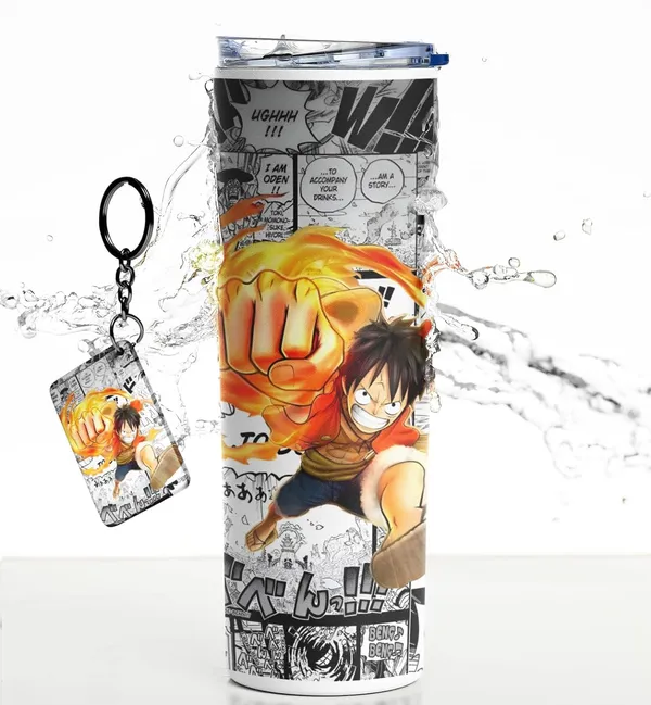 Combo_Pack_Of_2_White_Anime_Printed_Stainless_Steel_Tumbler_600_Ml_Sipper_Bottle_&_Keychain_Combo_With_12_Hours_Hot_&_Cold_Feature_|_Best_Gift_For_Naruto/_Goku/_Saitama/_Luffy_Anime_Fans_(Luffy-Fire-Anime)
