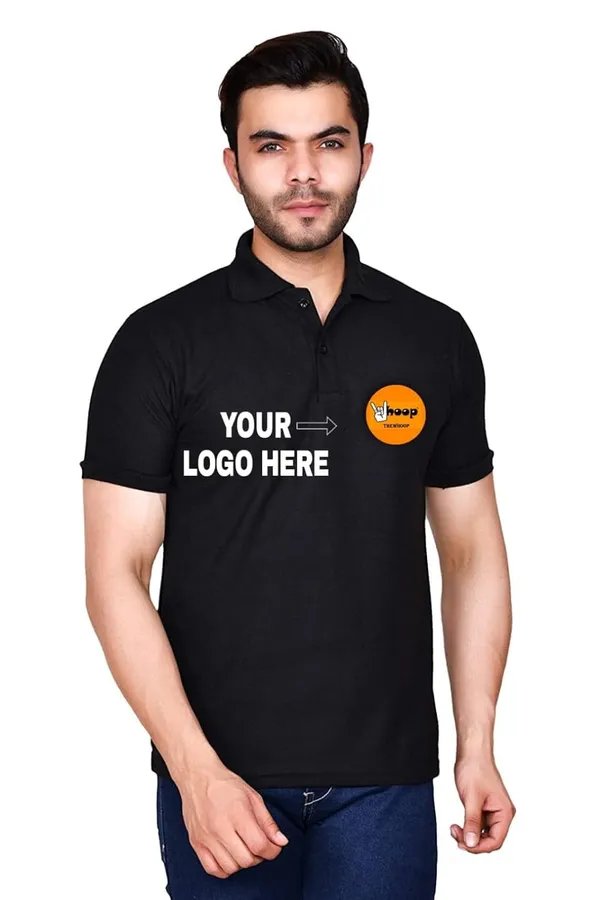Black_Personalized_Only_Logo_Print_Polo_Collar_Neck_Sports_Poly-Cotton_Matte_Unisex_T-Shirt