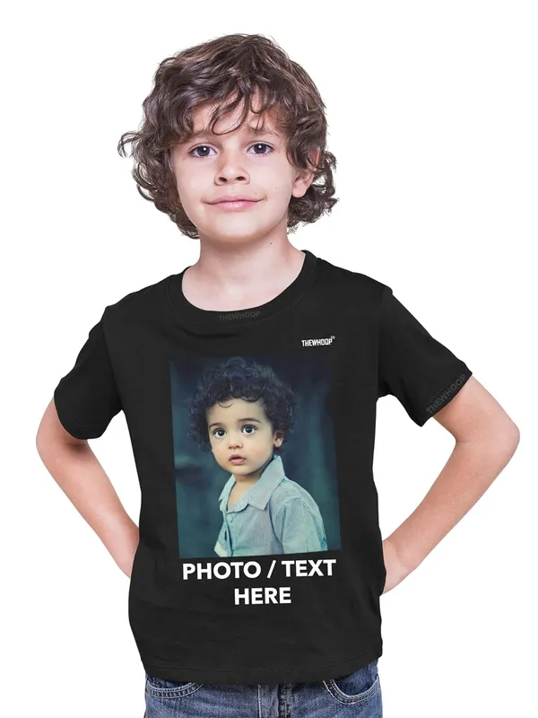 Black_Personalized_Custom_Print_Round_Neck_Cotton_Kids_T-Shirts_For_Boys,_Girls