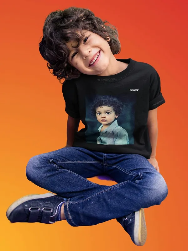Black_Personalized_Custom_Print_Round_Neck_Cotton_Kids_T-Shirts_For_Boys,_Girls