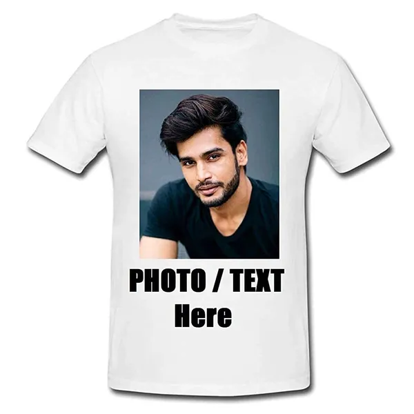 White_Personalized_Round_Neck_Photo_Print_Polyester_Unisex_T-Shirt