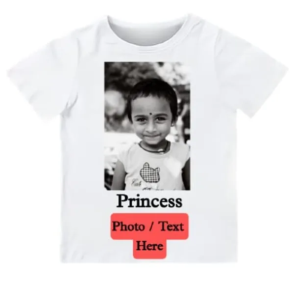 White_Personalized_Photo_&_Name_Custom_Print_Round_Neck_Pure_Cotton_Kids_T-Shirt_For_Boys_And_Girls