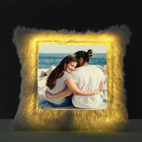 White_Led_Light_Photo_Polyester_Blend_Cushion_With_Filler