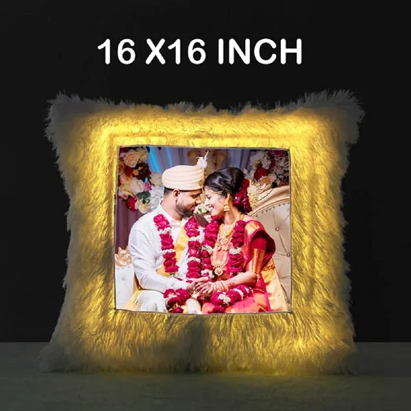 White_Led_Light_Photo_Polyester_Blend_Cushion_With_Filler