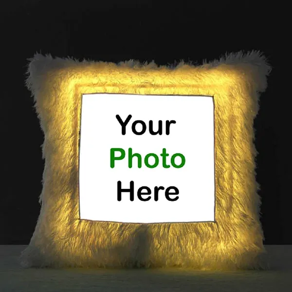 White_Led_Light_Photo_Polyester_Blend_Cushion_With_Filler