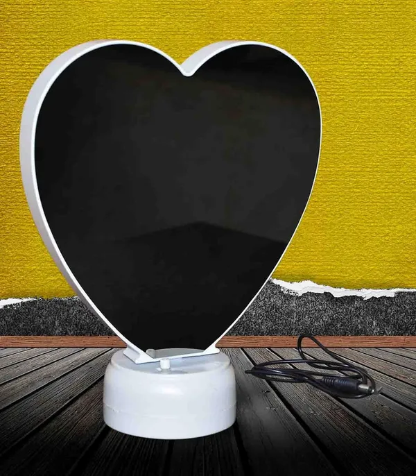 White_Plastic_Personalized_Customize_Magic_Mirror_Cum_Photo_Heart_Shape_Tabletop_Frame_With_Led_Light