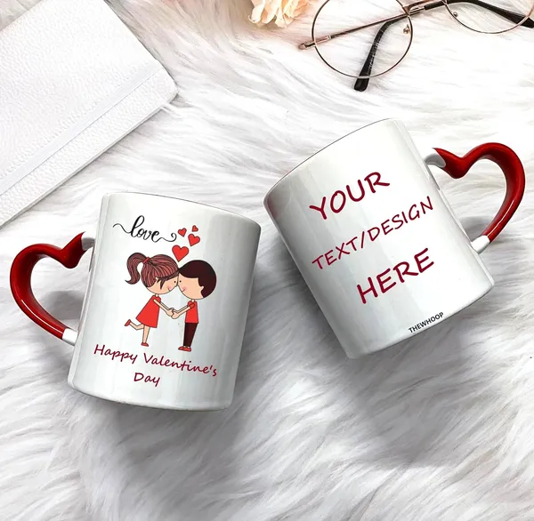 Combo_Pack_Of_White_Customized_Ceramic_Photo_Mug_And_Keychain_|_Birthday/_Valentines_Day_Gift_Personalized_Mug_And_Keychain_With_Your_Photo,_Name_Or_Any_Caption_(_Heart_Handle_Mug)
