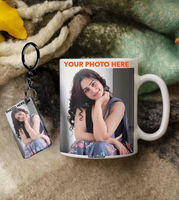 Combo_Pack_Of_White_Customized_Ceramic_Photo_Mug_And_Keychain_|_Birthday/_Valentines_Day_Gift_Personalized_Mug_And_Keychain_With_Your_Photo,_Name_Or_Any_Caption_(Normal_Mug)