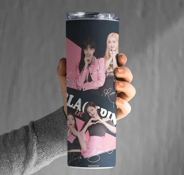 White_Black_K-Pop_Army_Girls_Printed_Stainless_Steel_Tumbler_600_Ml_Water_Bottle_Best_Gift_For_Birthday_Or_Special_Occasion