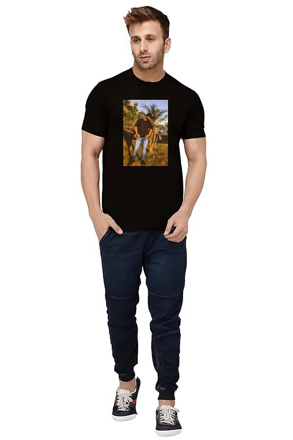 Black_Personalized_Custom_Photo/_Text_Print_Round_Neck_Regular_Fit_100%_Cotton_Unisex_T-Shirt