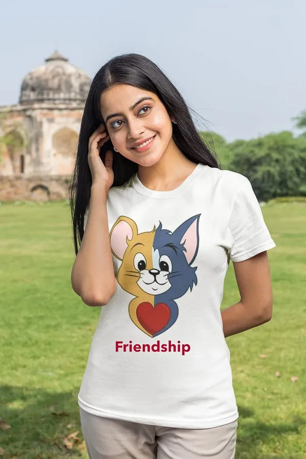 White_Customized_Design_Photo_Name_Text_Print_Personalize_Round_Neck_Polycotton_Fabric_Regular_Fit_Tshirt_For_Girls_&_Women