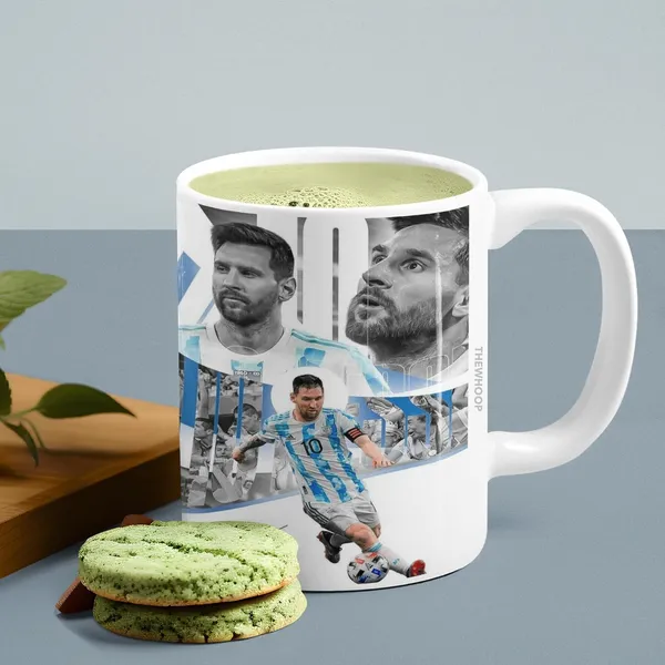 Combo_Pack_Of_2_White_Printed_Lionel_Messi_Ceramic_Coffee_Mug_(350Ml)_With_Wooden_Key-Chain_Gift_For_Lionel_Messi_Fans_&_Football_Lovers_(Messi-Kick)
