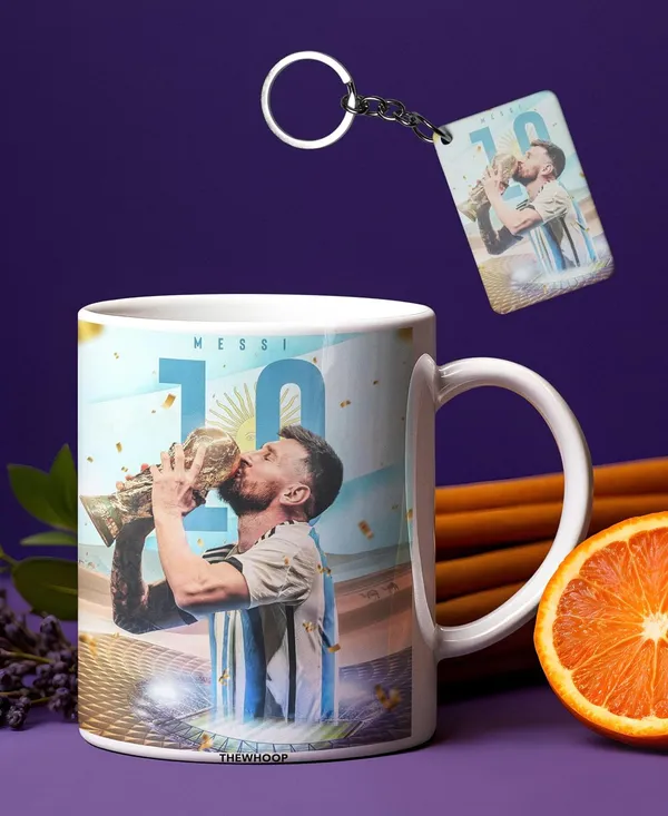 Combo_Pack_Of_2_White_Printed_Lionel_Messi_Ceramic_Coffee_Mug_(350Ml)_With_Wooden_Key-Chain_Combo_Gift_For_Lionel_Messi_Fans_&_Football_Lovers_(Messi-Trophy)