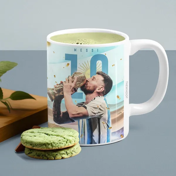 Combo_Pack_Of_2_White_Printed_Lionel_Messi_Ceramic_Coffee_Mug_(350Ml)_With_Wooden_Key-Chain_Combo_Gift_For_Lionel_Messi_Fans_&_Football_Lovers_(Messi-Trophy)