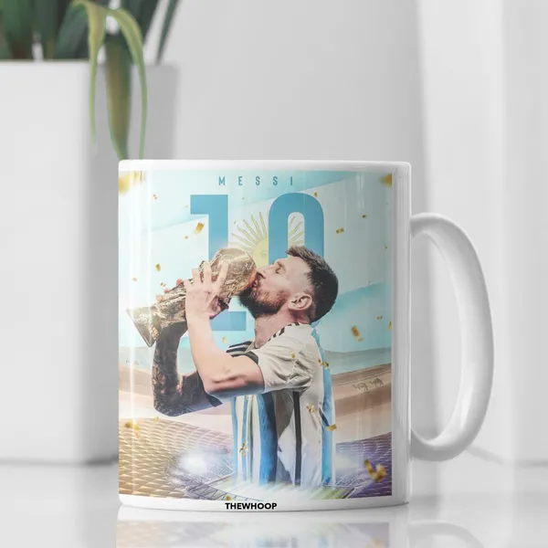 Combo_Pack_Of_2_White_Printed_Lionel_Messi_Ceramic_Coffee_Mug_(350Ml)_With_Wooden_Key-Chain_Combo_Gift_For_Lionel_Messi_Fans_&_Football_Lovers_(Messi-Trophy)