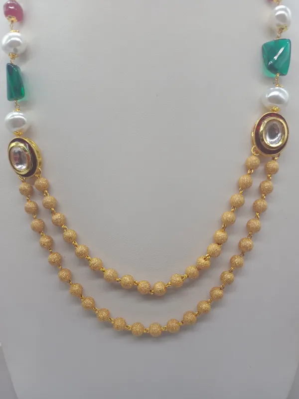 Gold_Elegant_Beaded_Necklace_Set_With_Earrings_For_Women