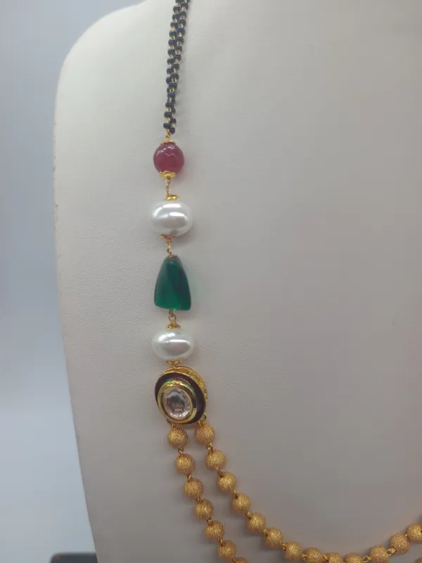 Gold_Elegant_Beaded_Necklace_Set_With_Earrings_For_Women