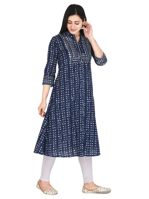 Indigo_Print_Pure_Cotton_A-Line_Kurta