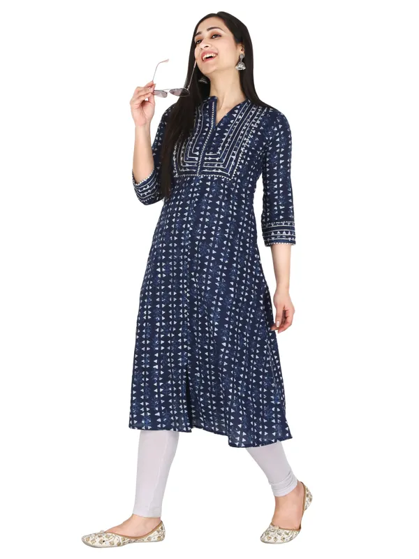 Indigo_Print_Pure_Cotton_A-Line_Kurta