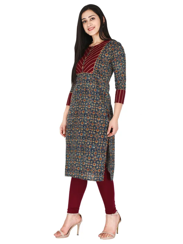 Blue_Ajrak_Printed_Pure_Cotton_Straight_Kurta