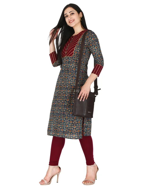 Blue_Ajrak_Printed_Pure_Cotton_Straight_Kurta