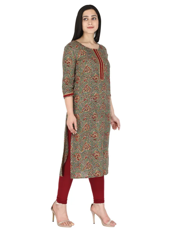 Green_Floral_Printed_Pure_Cotton_Straight_Kurta