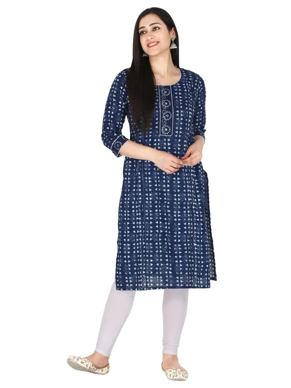 Indigo_Blue_Geometric_Printed_Pure_Cotton_Straight_Kurta