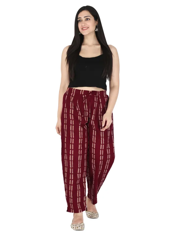 Maroon_Printed_Pure_Cotton_Pant