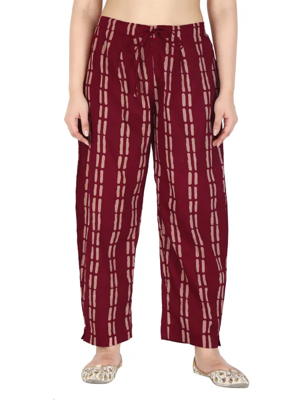 Maroon_Printed_Pure_Cotton_Pant