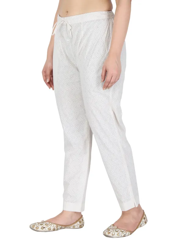 White_Self_Printed_Pure_Cotton_Pant