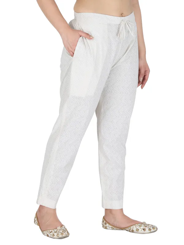 White_Self_Printed_Pure_Cotton_Pant
