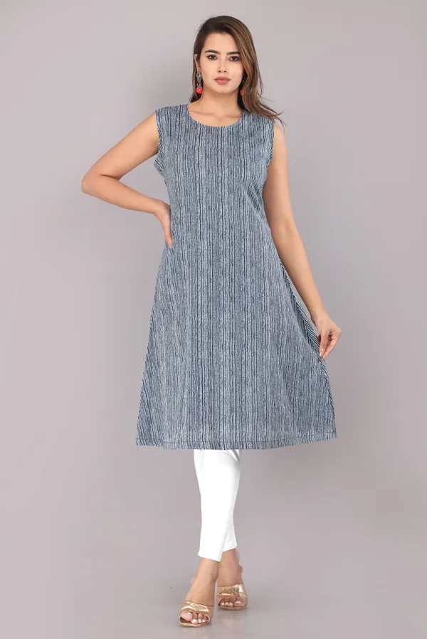 Indigo_Ethnic_Motif_Block_Printed_Pure_Cotton_Kurta_And_Shrug_Set