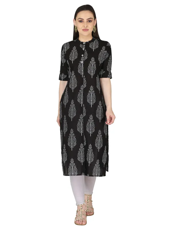 Black_Motif_Print_Pure_Cotton_Straight_Kurta