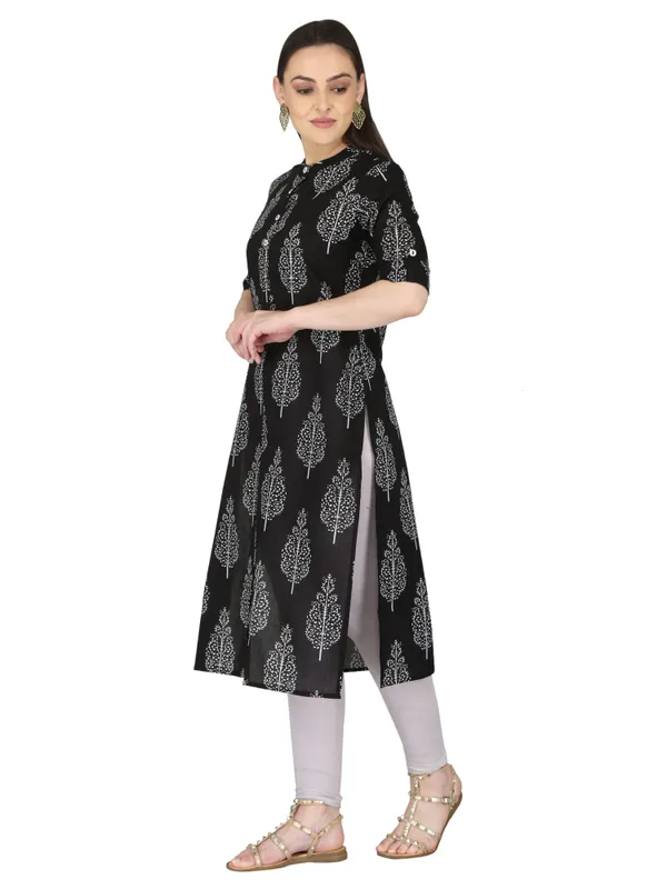 Black_Motif_Print_Pure_Cotton_Straight_Kurta