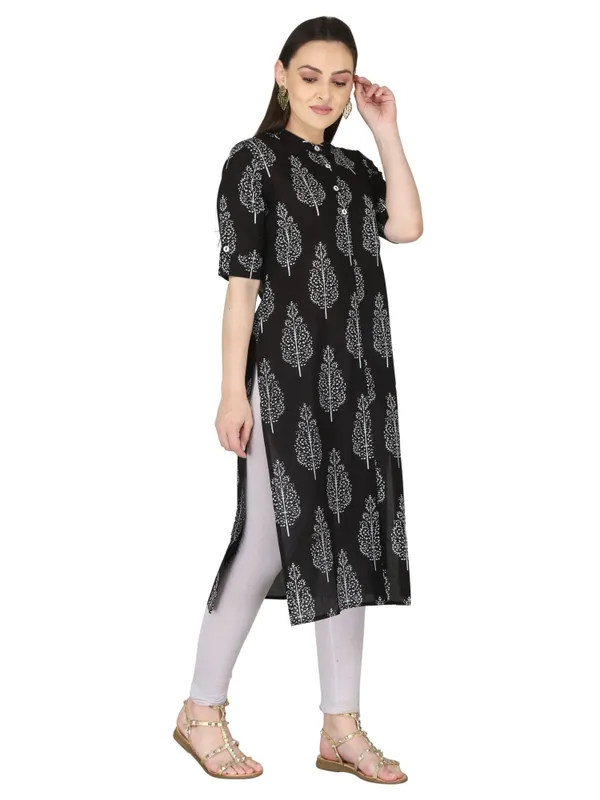 Black_Motif_Print_Pure_Cotton_Straight_Kurta