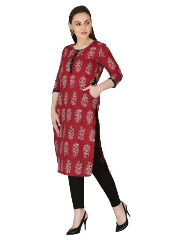 Red_Motif_Printed_Pure_Cotton_Straight_Kurta