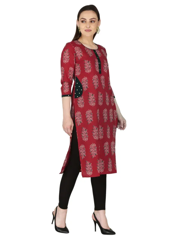 Red_Motif_Printed_Pure_Cotton_Straight_Kurta