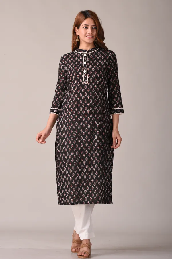 Black_Cotton_Paisley_Print_Straight_Kurta