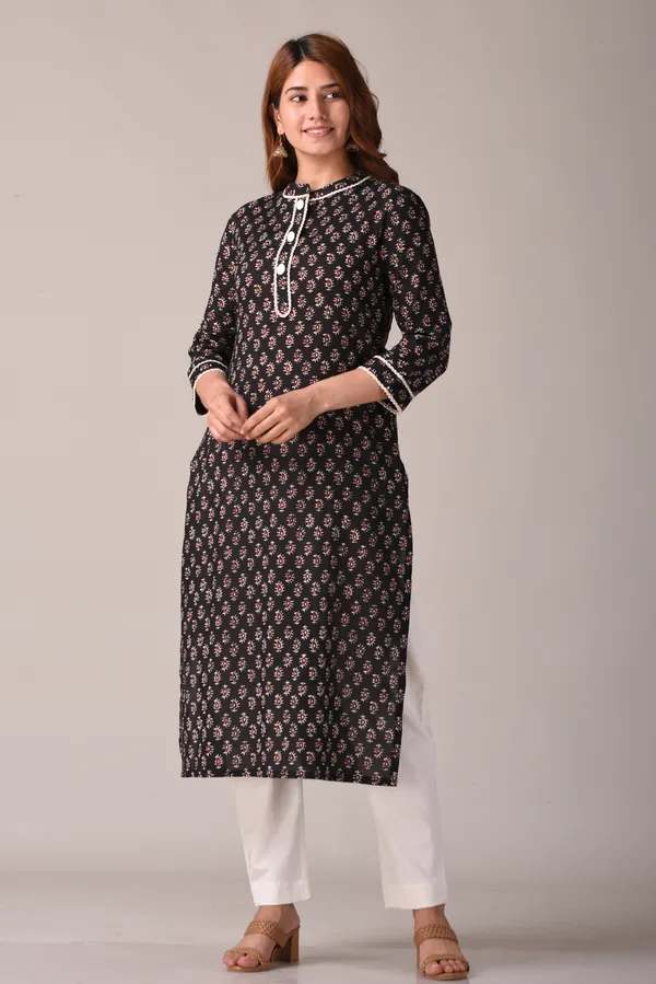 Black_Cotton_Paisley_Print_Straight_Kurta