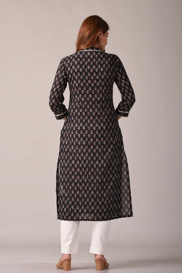 Black_Cotton_Paisley_Print_Straight_Kurta