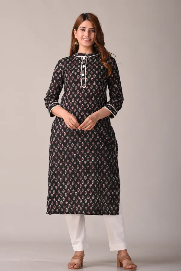 Black_Cotton_Paisley_Print_Straight_Kurta