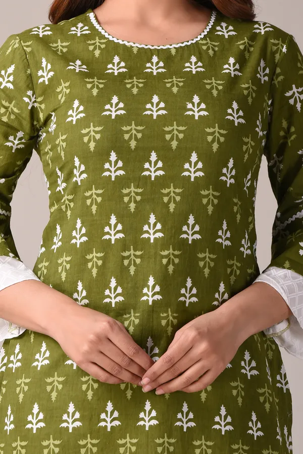 Green_Pure_Cotton_Ethnic_Motif_Jaipuri_Printed_Green_and_White_Kurta,_Sharara_And_Dupatta_Set