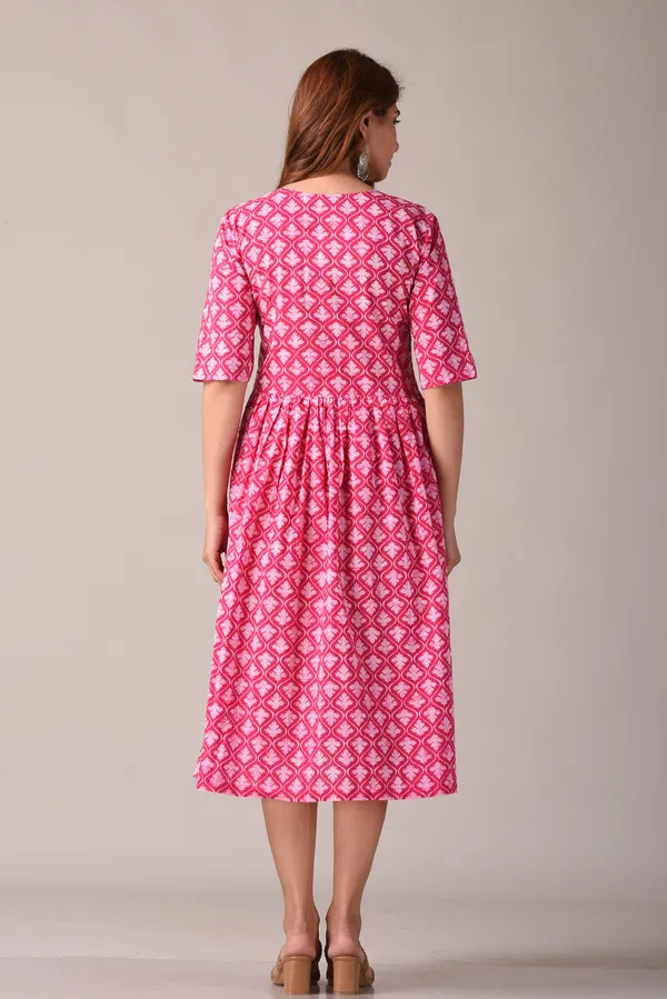 Pink_Abstract_Printed_Pure_Cotton_Midi_Dress