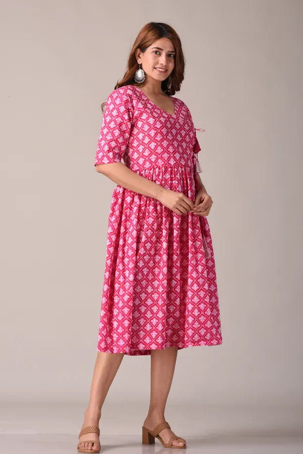 Pink_Abstract_Printed_Pure_Cotton_Midi_Dress