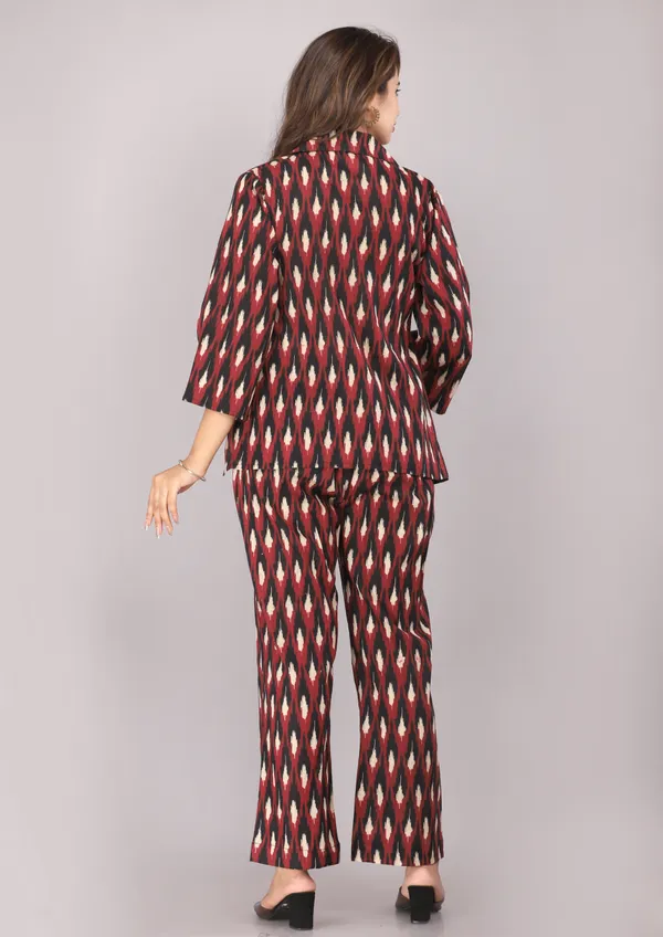 Maroon_Ikkat_Printed_Pure_Cotton_Co-ord_Set