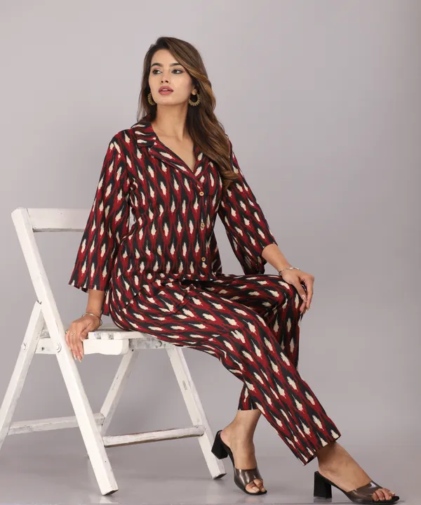 Maroon_Ikkat_Printed_Pure_Cotton_Co-ord_Set