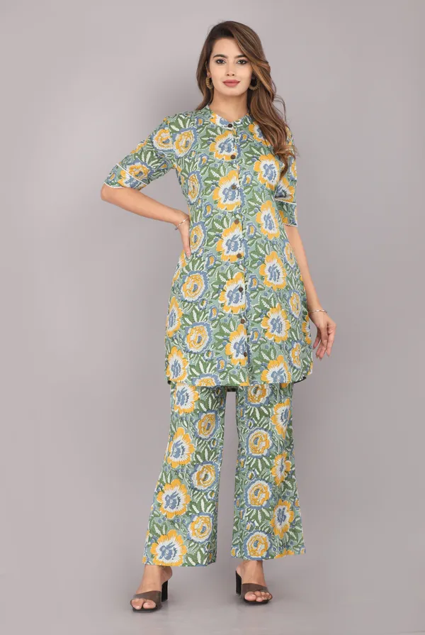 Green_Floral_Printed_Pure_Cotton_Co-ord_Set