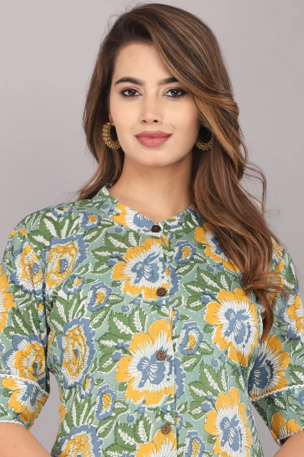 Green_Floral_Printed_Pure_Cotton_Co-ord_Set